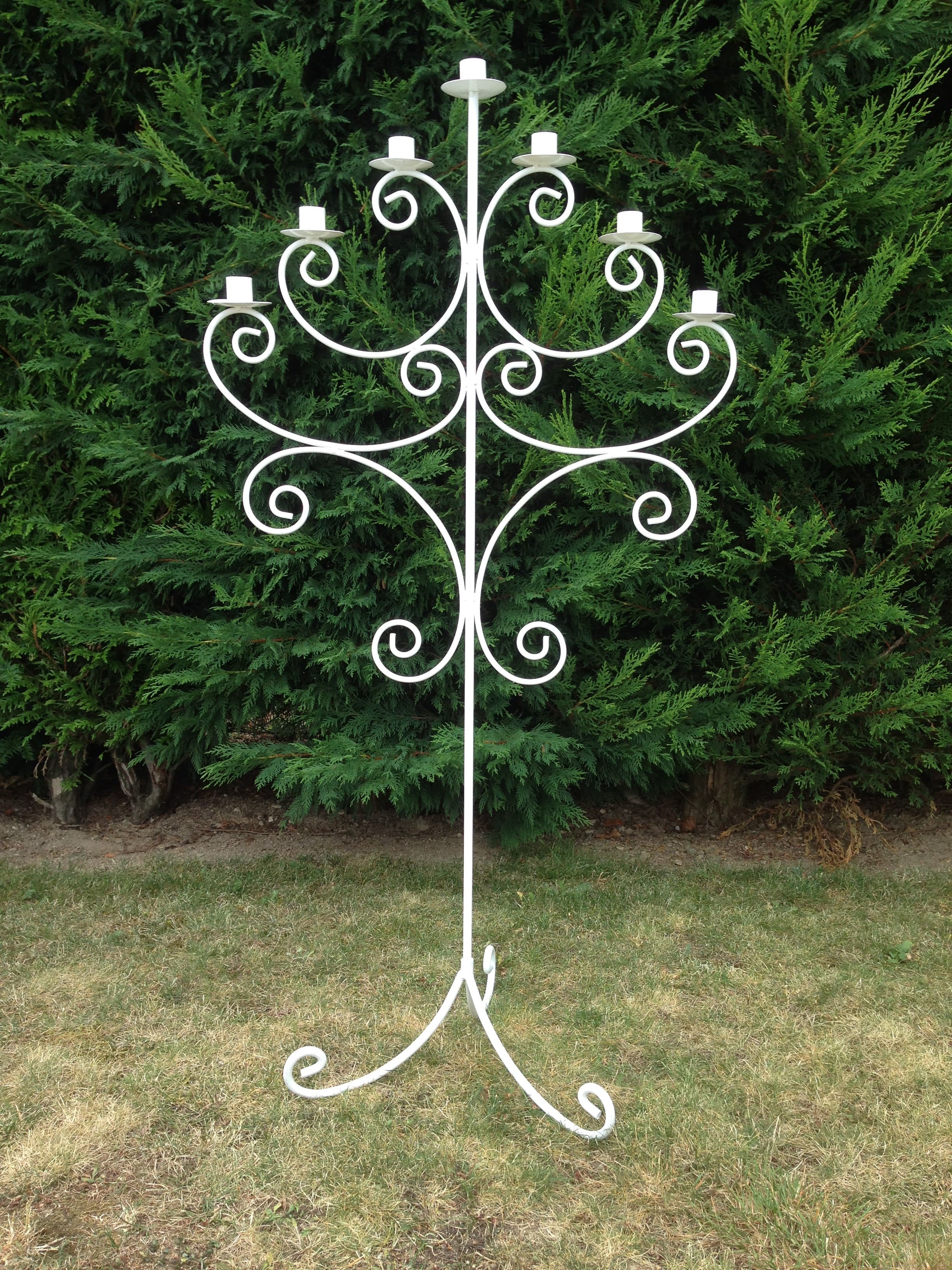 Chandelier blanc 7 cierges hauteur 107,5&nbspcm