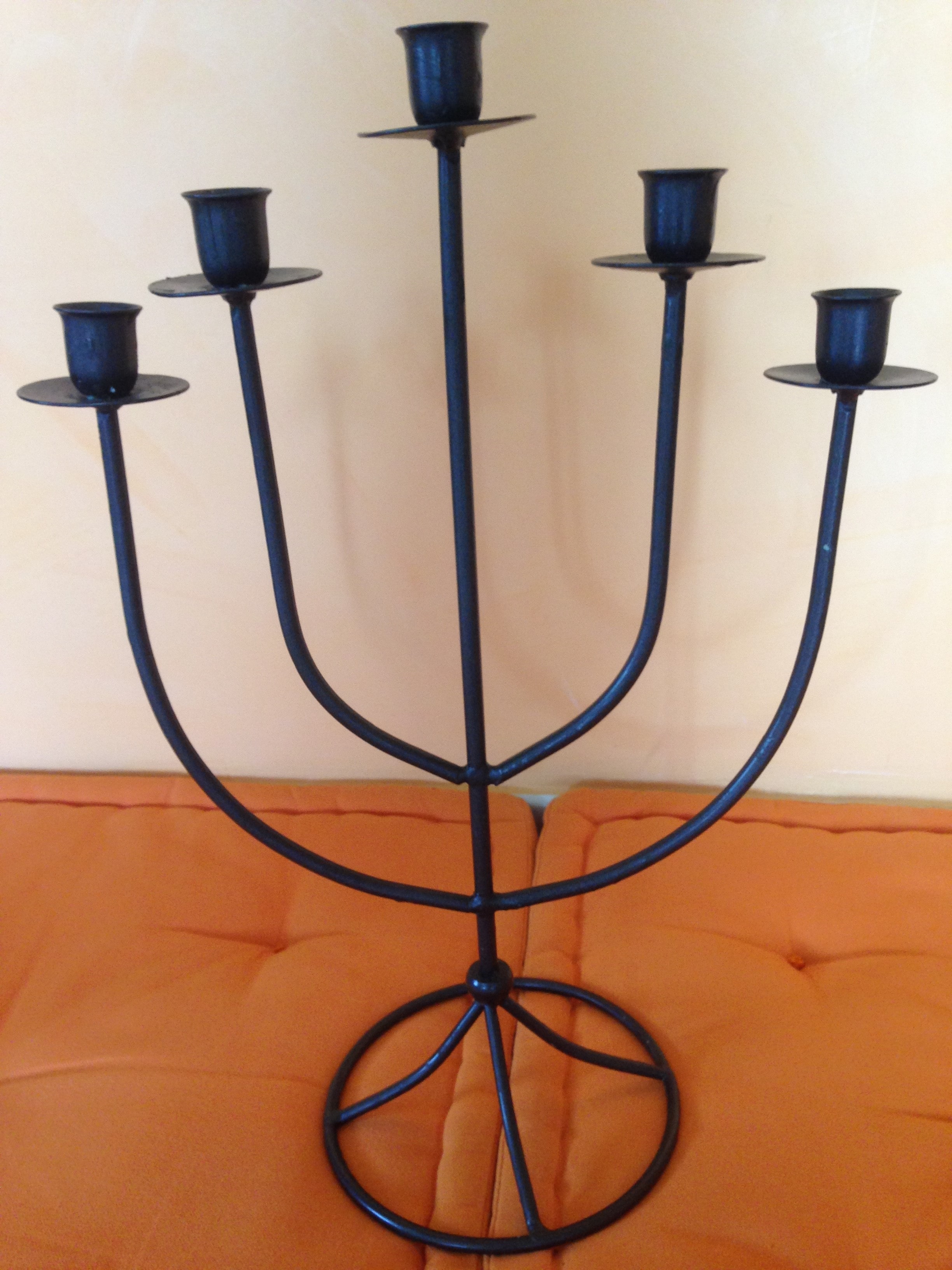 Chandelier noir 5 branches hauteur 43&nbspcm