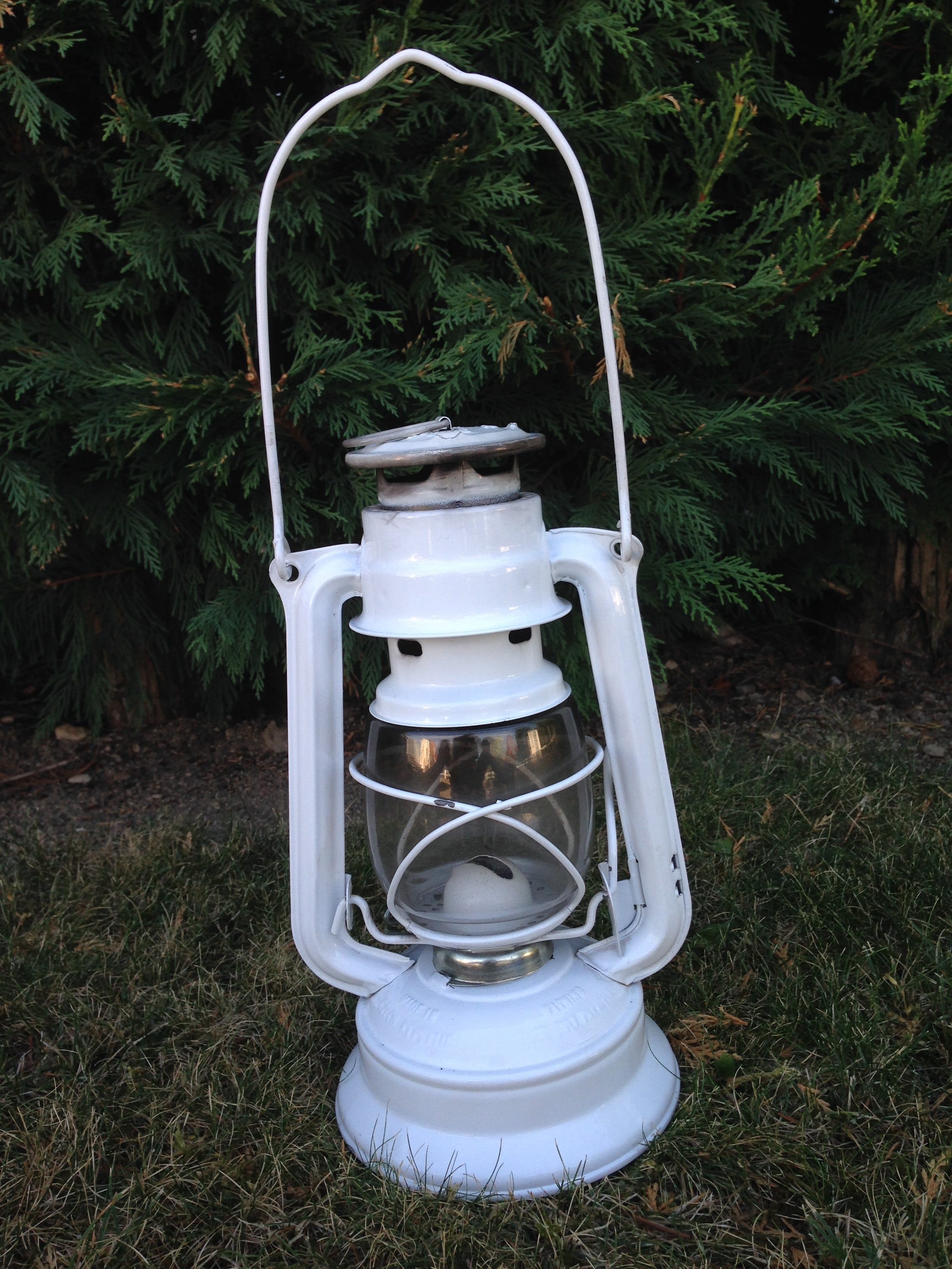 Lampe tempête blanche hauteur 25&nbspcm