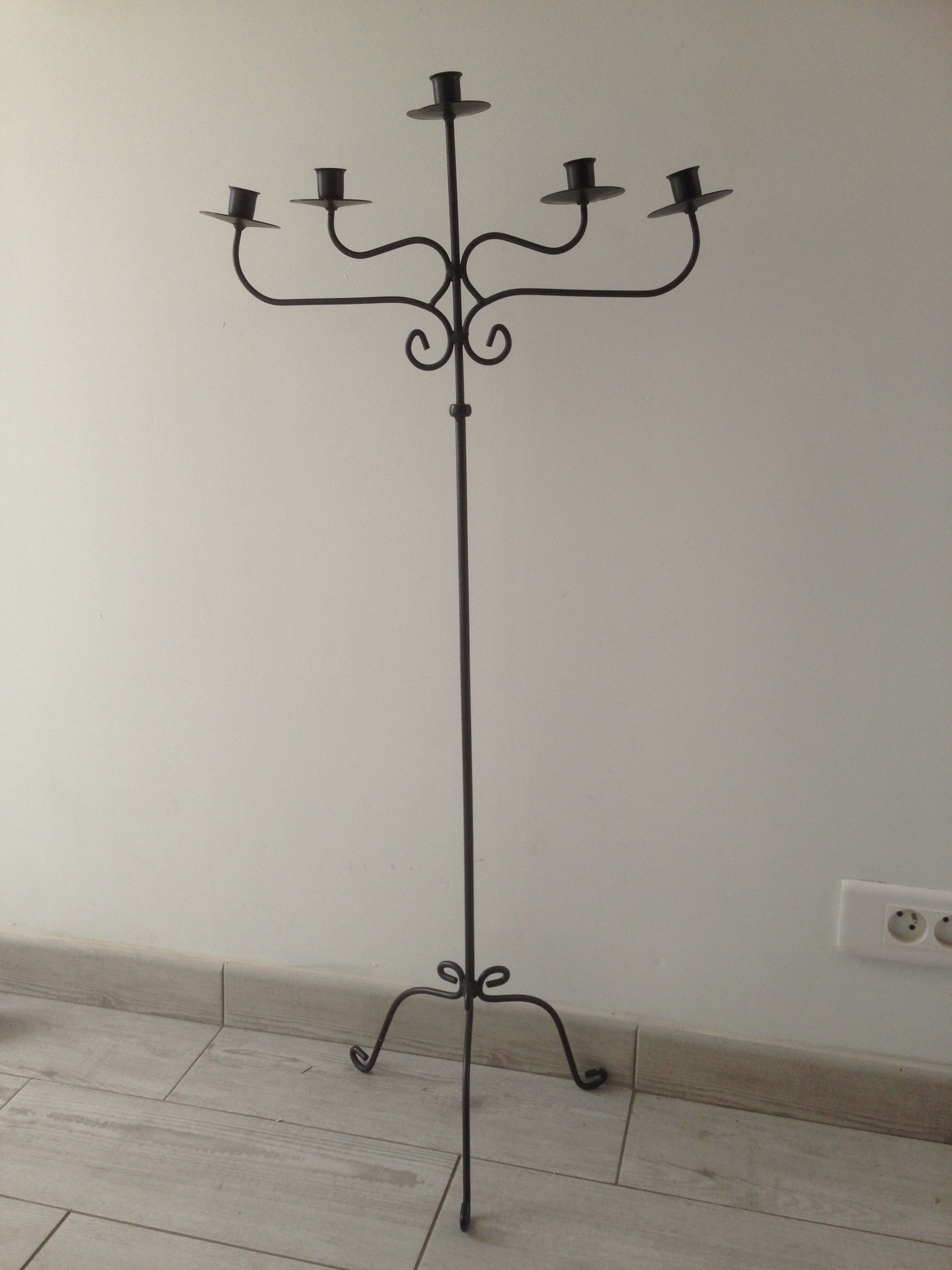 Chandelier noir 5 branches hauteur 104&nbspcm