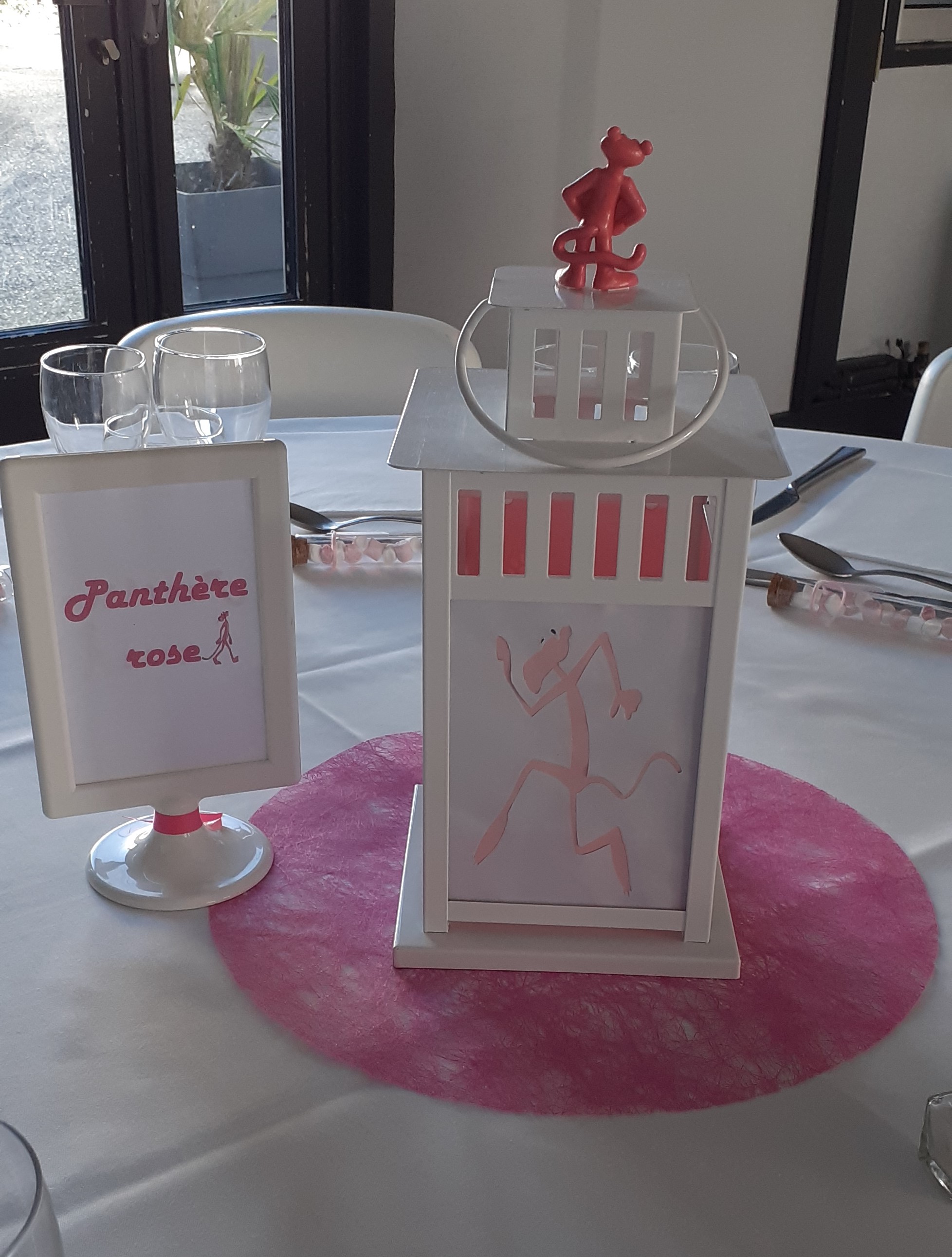 Centre de table panthère rose